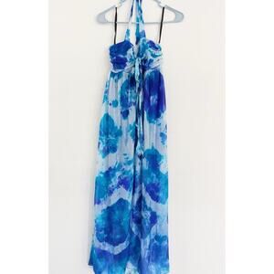 Ran Ran Maxi Dress S ( No Size Tag. See Photos) Blue Artsy Boho Halter Y2K
